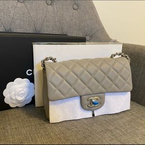 Brand new Chanel lambskin mini rectangular grey